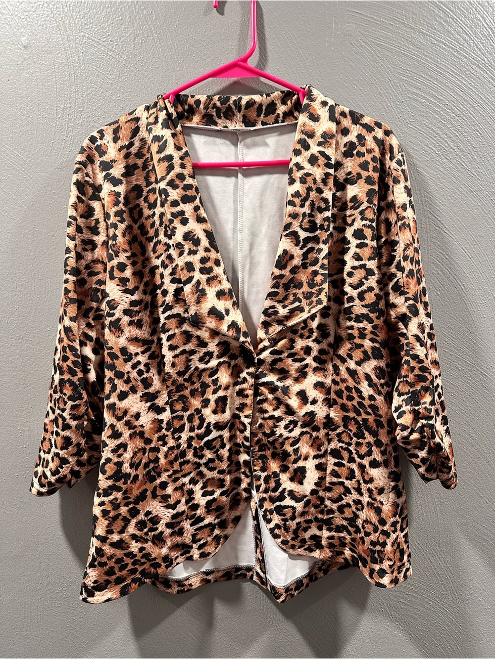 Leopard Print Open-Front Blazer - Brown